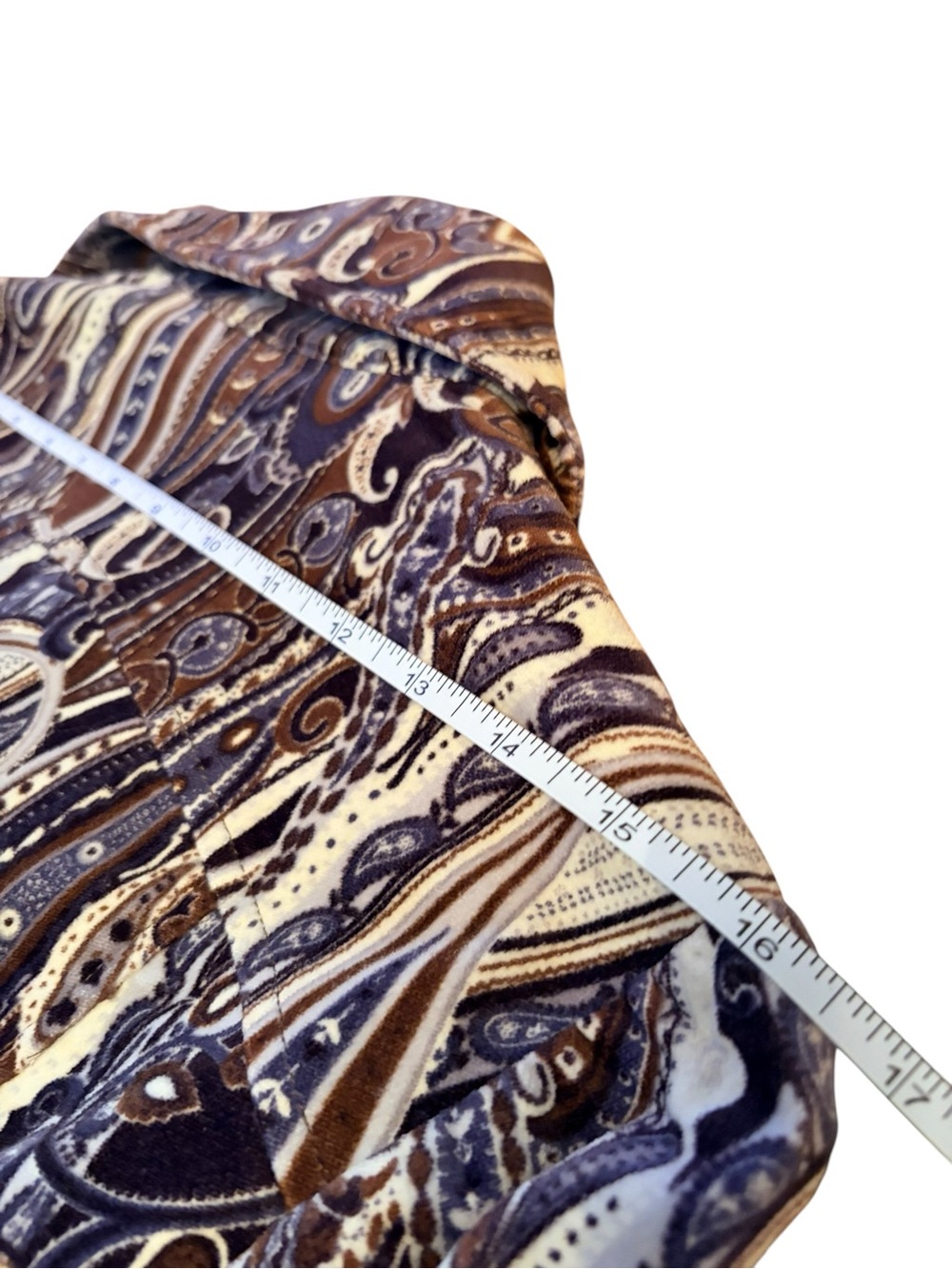 Paisley-Print Long Sleeve Fit-and-Flare Dress - Brown/White - Picture 8 of 12
